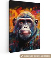 Peinture sur toile Singe - Gorilla - Graffiti - Animaux - Couleurs - 20x30 cm - Décoration murale