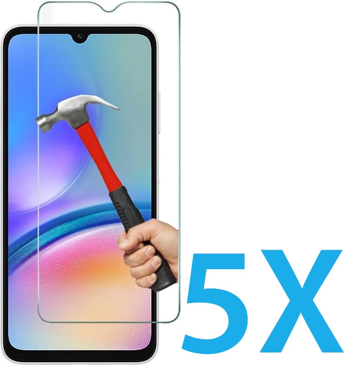 Glasplaatje Geschikt voor: Samsung Galaxy A25 - 5x Screenprotector - screen protector - glas - bescherm - beschermglas