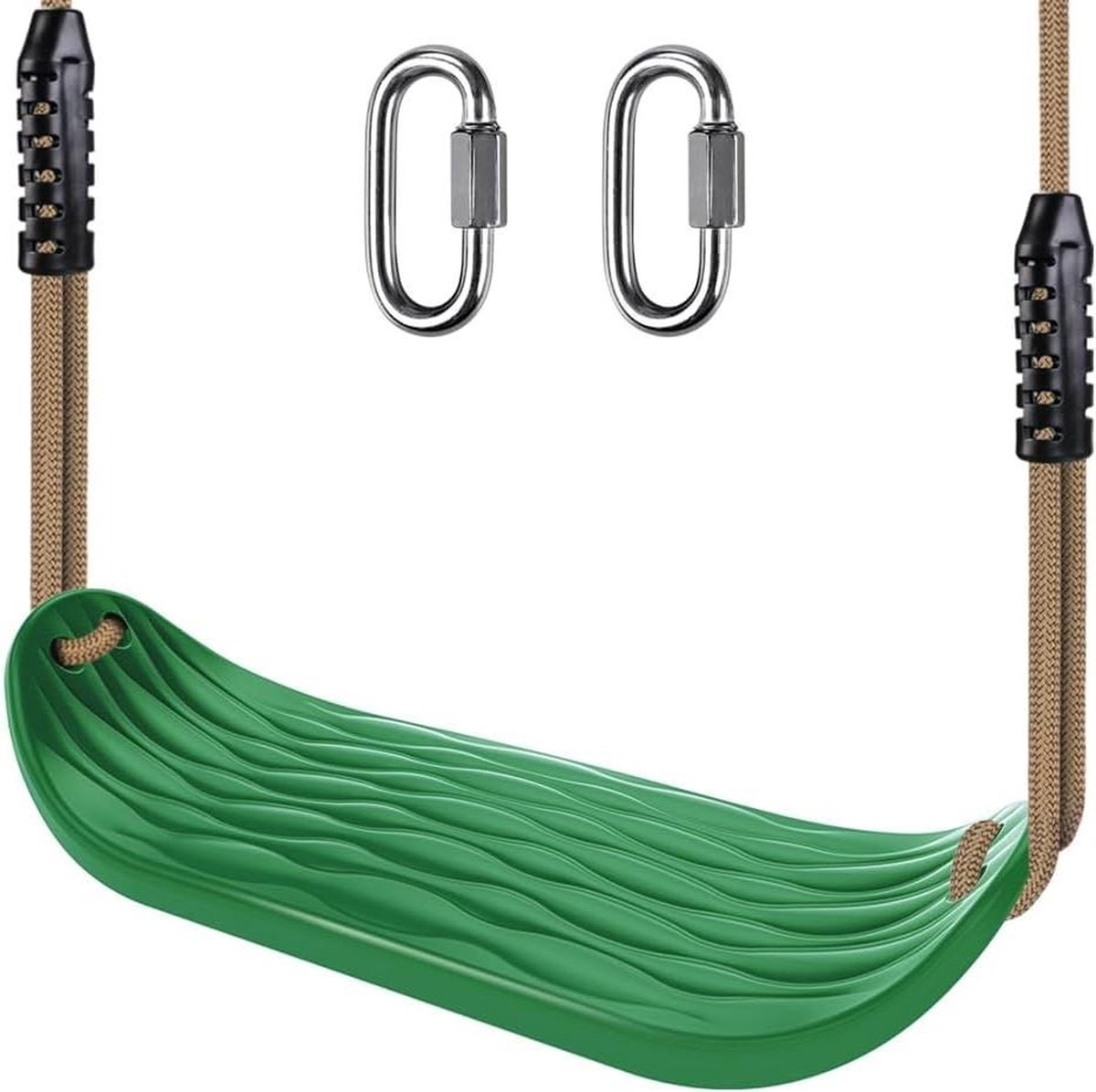 Schommelstoel met verstelbaar touw-antislip en karabijnhaken voor Heavy Duty speeltuin kinderen en volwassenen 220 lbs capaciteit groen