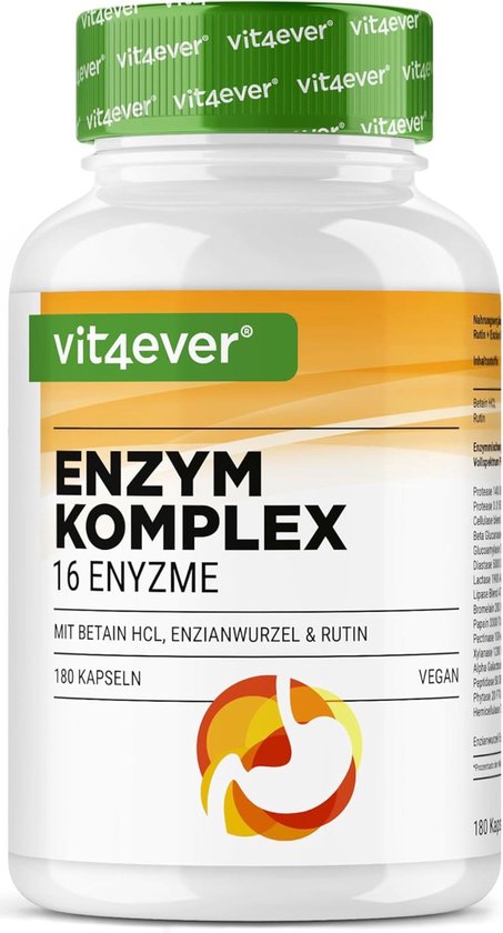 Foto: Enzymencomplex 120 enterische capsules 18 actieve ingredi nten spijsverteringsenzymen met bromela ne papa ne amylase lipase protease rutine vit4ever