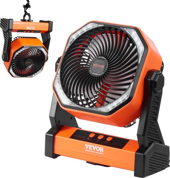 BOG Campingventilator Met Licht - 20.000 MAh Tafelve   112 Uur Looptijd   9 Snelheden   Timer   Automatische Oscillatie   270 Rotatie   Met Haak   Voor Camping   Stroomuitval   Orkaan 1134192803