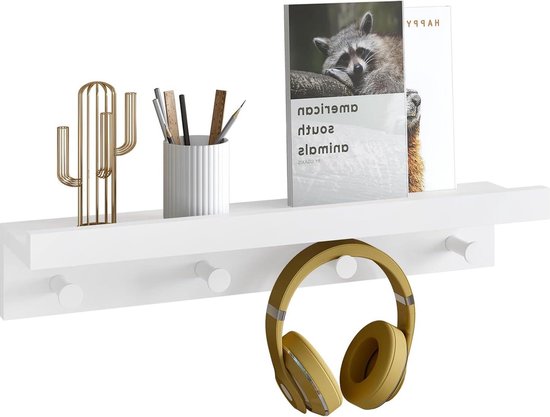 Foto: Zwevende plank met haken wit hangrek voor kinderkamer en woonkamer mdf rg9510ws