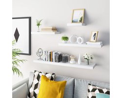 Set van 2 zwevende wandplanken voor decoratie van MDF-hout wit 50 x 23 x 38 cm RG9368ws-2