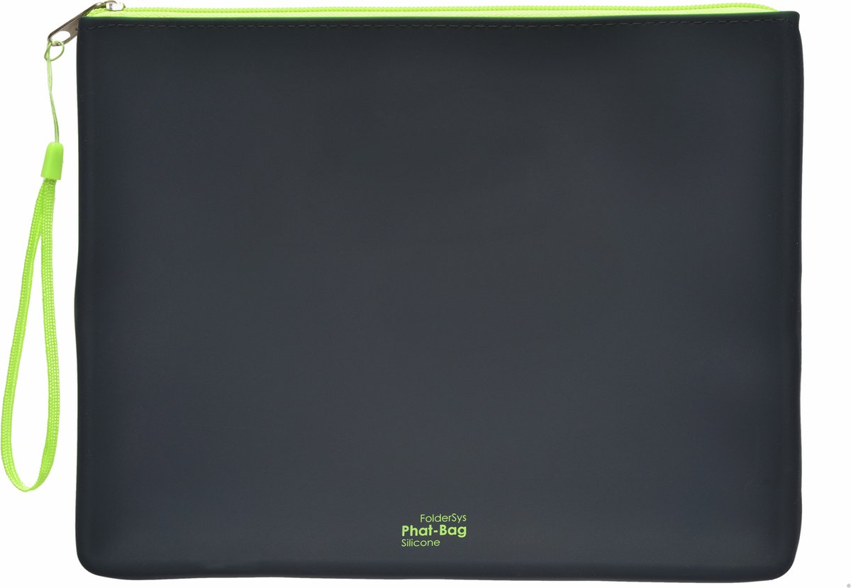 FolderSys Phat-Bag Siliconen Toilettas / Etui A5, antraciet met rits en draaglus, 2 stuks