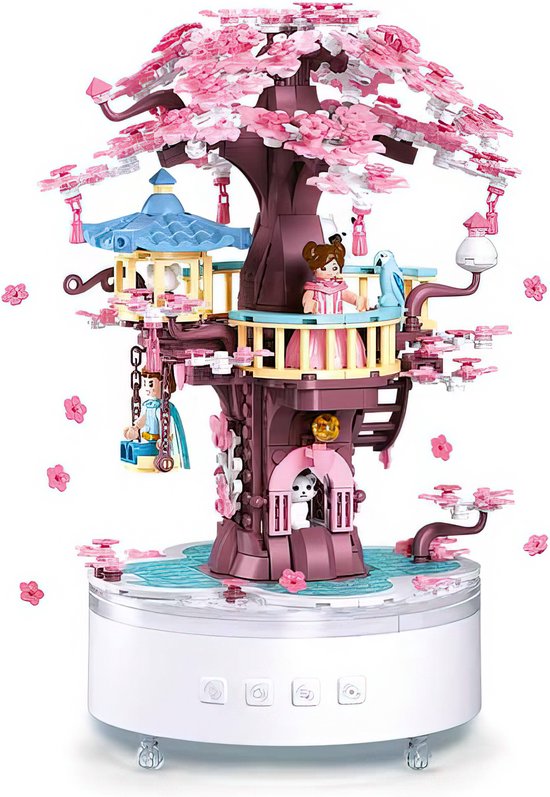 Foto: Sluban bonzai boomhut met botanical bloemen fantasy friends city adventures classic technic musicbox icons creator speelgoed bouwpakket voor meisjes kinderen volwassenen 577 bouwstenen compatibel met mould king of lego stenen 