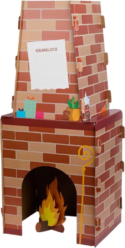 Cheminée Sinterklaas - Décoration Sinterklaas - Cheminée costume Sinterklaas - Cheminée en carton - Soirée Sinterklaas