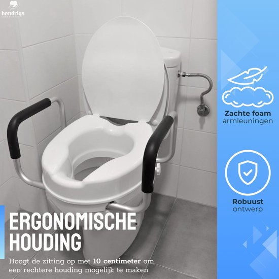 Hendriqs WC Verhoger 10 cm met Armsteunen & Deksel - Bol