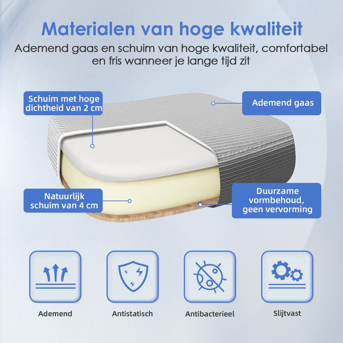 Elekiatech Ergonomische Bureaustoel - Bureaustoel - Opklapbare Armleuningen - Bureaustoelen voor Volwassenen-150 Kg-Grijs thumbnail 5