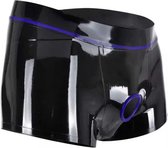 Short court homme latex - Trou pour pénis - Entrejambe ouvert - Sous-vêtements érotiques hommes - Caleçon - Slip sexy - BDSM