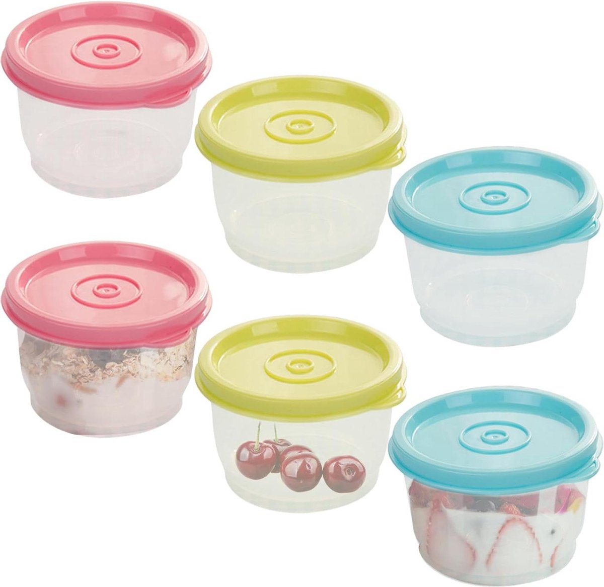 Voorraaddozen met deksel - kleine diepvriesdozen - 6 stuks voedselcontainers - saus bewaren levensmiddelen - 160 ml diepvriesdozen