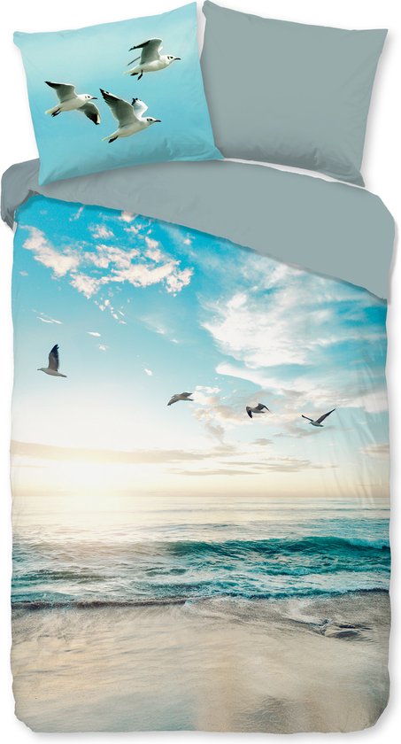 Good Morning Dekbedovertrek "strand/ zee" - Aqua - (140x200/220 cm) - Katoen