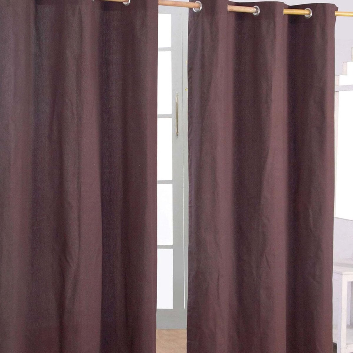 Homescapes gordijnen effen chocolade set van 2 228 x 137 cm