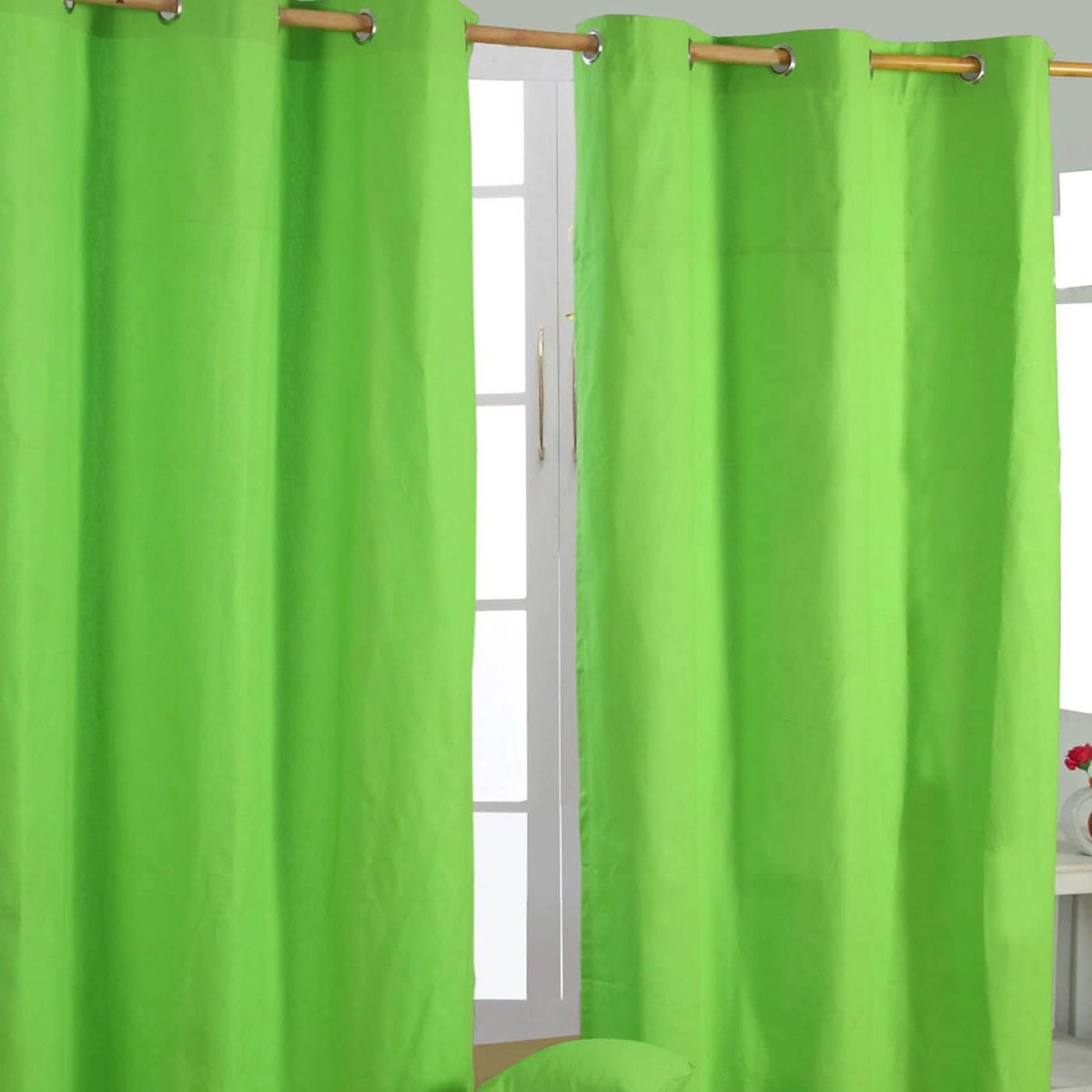 Homescapes gordijnen effen groen set van 2 182 x 137 cm