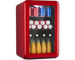 Klarstein PopLife Drankenkoeler - Minibar, Retro Koelkast, 0-10°C, slechts 39 dB, 70 L, milieuvriendelijk, dubbelwandige deur, retro design, rood