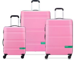 Delsey Paris x United Colors Of Benetton - Kofferset Now - 3 delig - Handbagage 34L + ruimbagage 65L en 93L – Roze