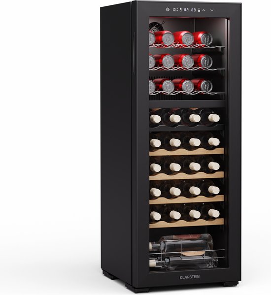 Klarstein Bovella 36 Duo Wijnkoelkast - 36 Flessen - Touchscreen - 103 Liter - 39 dB - Zwart