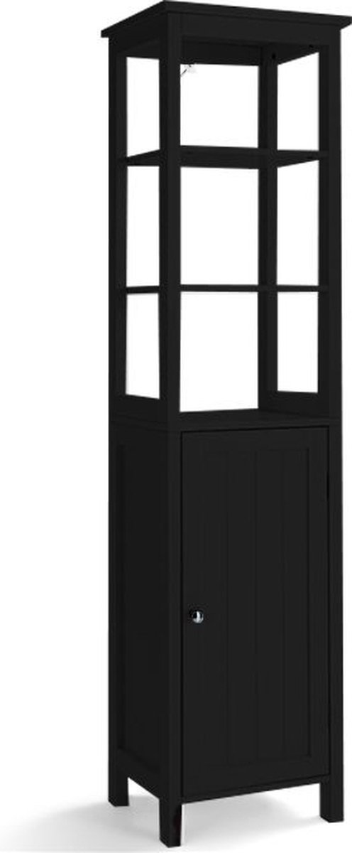 SureDeal® - Badkamerkast - Keukenkast - Zwart - 3 Lagen - 40x32x161,5 cm - Kledingrek - Wa