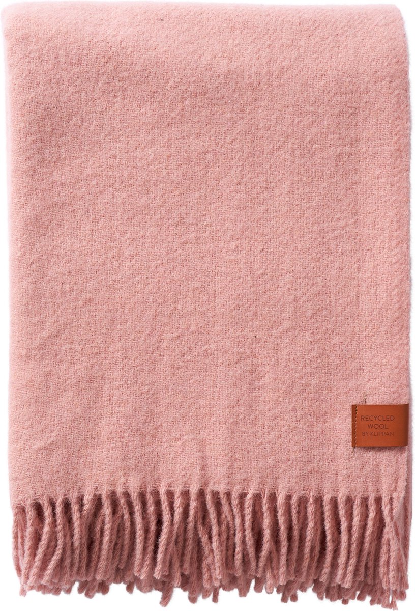 Klippan eco wollen deken – receycled wool en lamswol- True pink- uni deken 130x180 cm roze