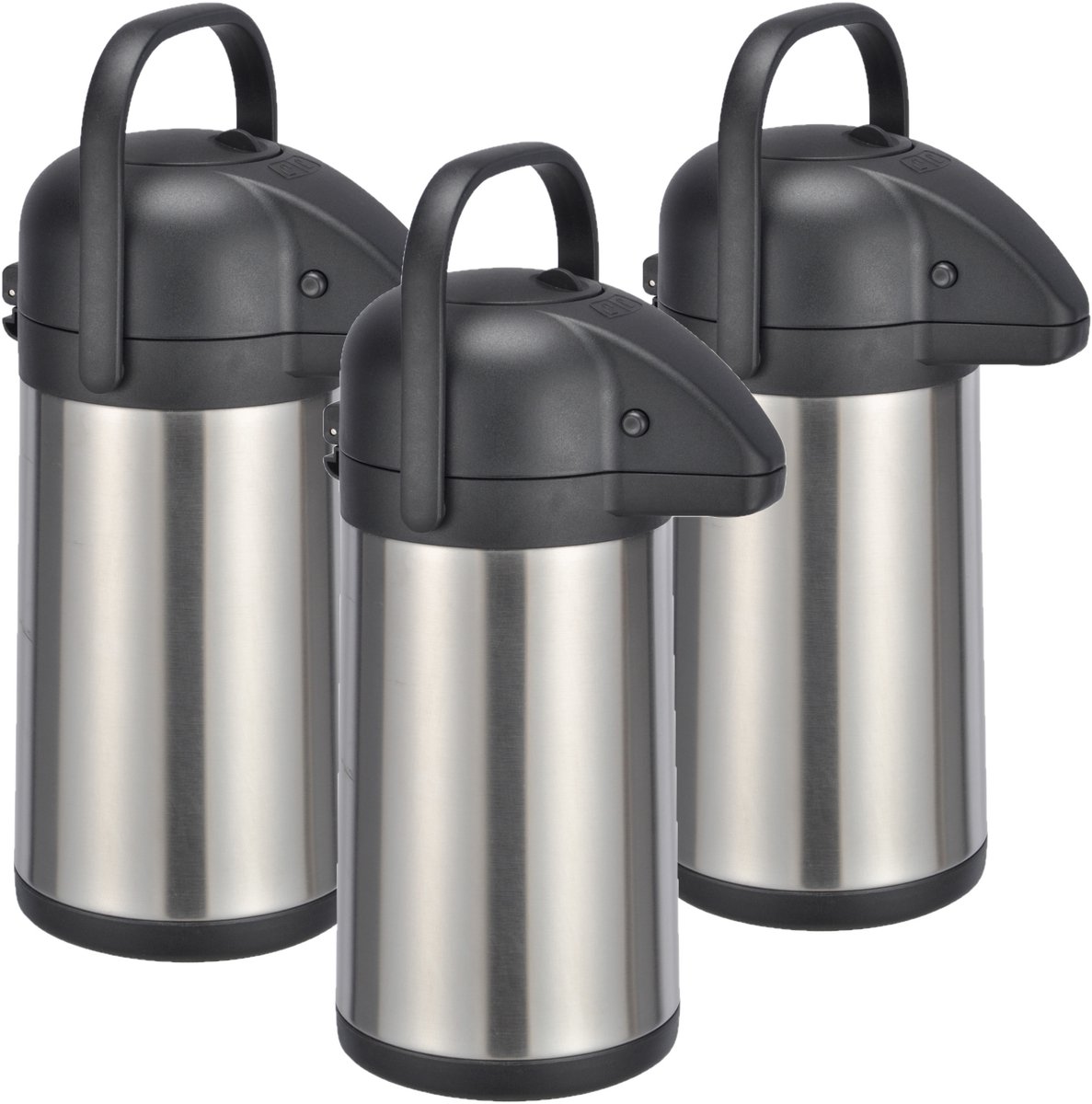 HI Thermoskan - 3x stuks - 2,2 liter - RVS -13 x 34 cm - iso