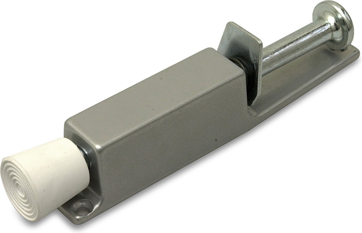 1x stuks deurvastzetter / deurvastzetters zilvergrijs met voetstift 12 x 2,5 cm - deurstoppers / deurbuffers