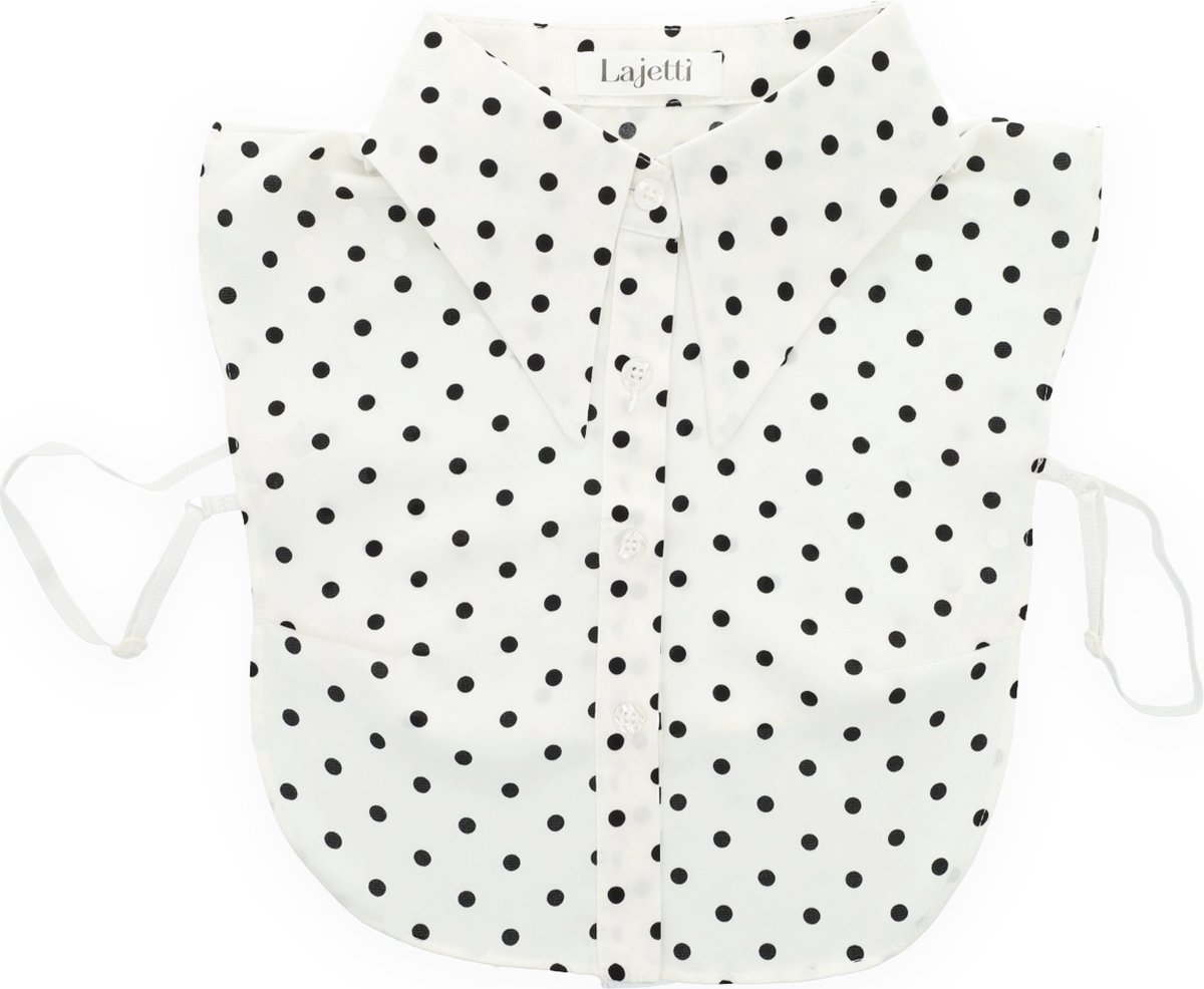 Lajetti - Los Kraagje Wit met Zwarte Stippen - Grote Puntkraag Blouse Kraagje voor Dames