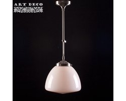 Art deco hanglamp Glasgow | 1 lichts | Ø 25 cm | 35-55cm | grijs / wit / staal | glas / metaal | woonkamer | gispen / retro / jaren 30