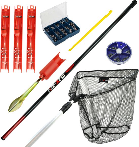 Fish-Xpro Ready To Go hengelset 3,00m - Telescoop Vishengel 3m - Vaste Hengel - Incl. Hengelsteun - Schepnet - Opbergdoos - Vis tuigjes - Vishaken - Vislood - Hakensteker