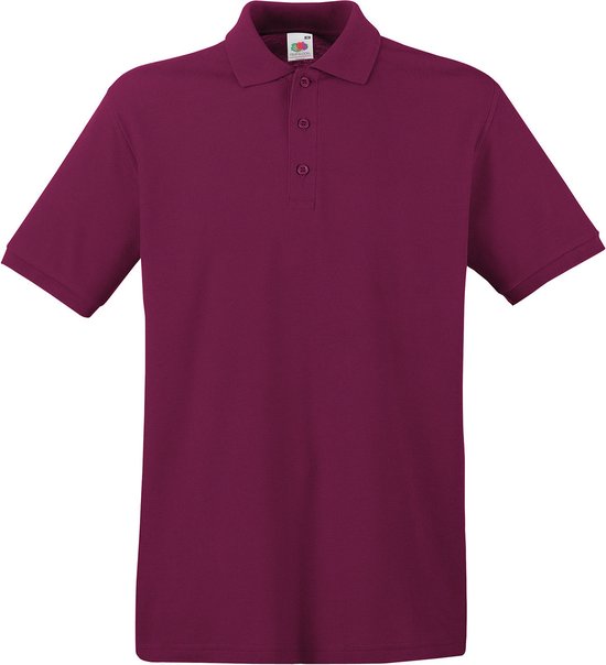 Polo bordeaux en coton Fruit of the Loom à manches courtes et à boutons.