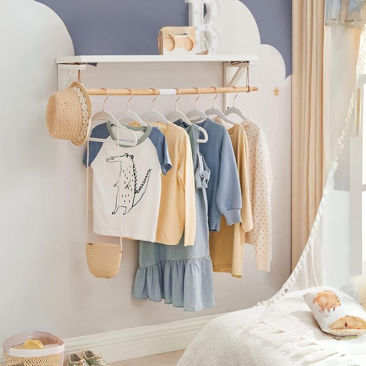 Set Van 50 Kinderkledinghangers Met Roségouden Haken – Antislip Fluwelen Hangers - Ruimtebesparend En Elegant Wit – Perfect Voor Baby- En Kinderkleding