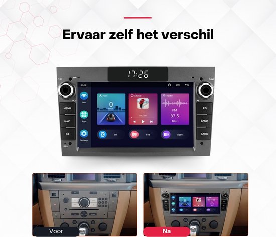 Boscer® Autoradio Geschikt voor Opel - Android 13 - Apple Carplay & Android Auto (Draadloos) - 2+64GB - 7 Inch HD Touchscreen - GPS, Bluetooth, USB, SD & MP5 - Navigatiesysteem - Zilver - Demontagesleutels, Achteruitrijcamera & Microfoon
