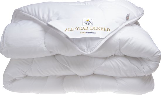 Vitality Pur All Year Dekbed - 140x200 - Eenpersoons - Enkeldekbed Voor Alle Seizoenen - Ademend & Vochtregulerend - Anti Allergie & Huisstofmijt - Luxe Hotelkwaliteit - Warmteklasse 3 - Zomer & Winterdekbed