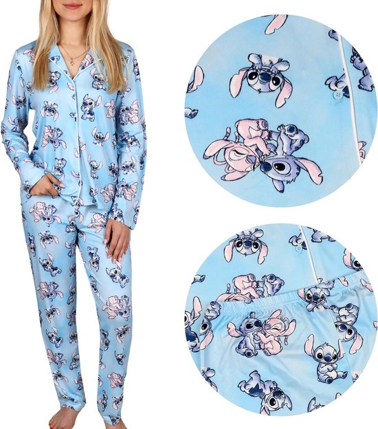 Foto: Disney lilo en stitch kinderpyjama met knoopsluiting en lange mouwen