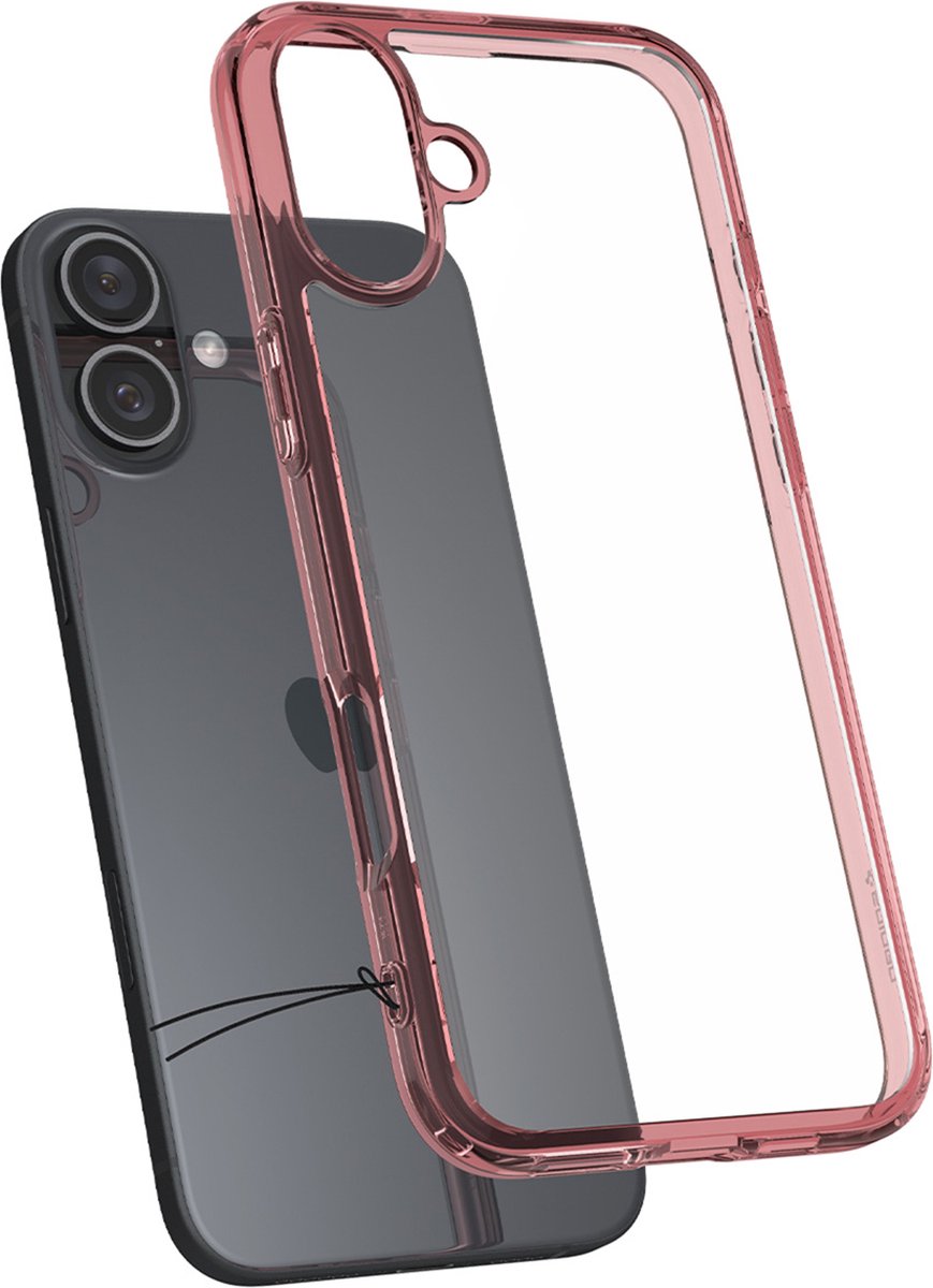 iPhone 16 hoesje transparant roze hard plastic TPU bumper met Air Cushion bescherming Spigen Ultra Hybrid - Afbeelding 3