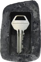 Sleutel opberg steen - grijs - polystone - 8 x 5 x 4 cm - nepsteen met geheim vakje voor buiten