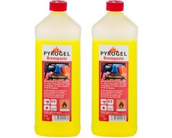 Brandpasta fles - 2x - 1 liter - Brandgel - Aanmaak gel BBQ aanmaken - Barbeque accessoires benodigdheden