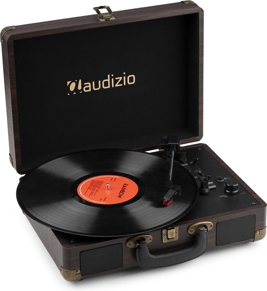 Platenspeler Bluetooth IN/OUT - Audizio RP116DW - 2024 model - Retro platenspeler met speakers - Donkerbruin