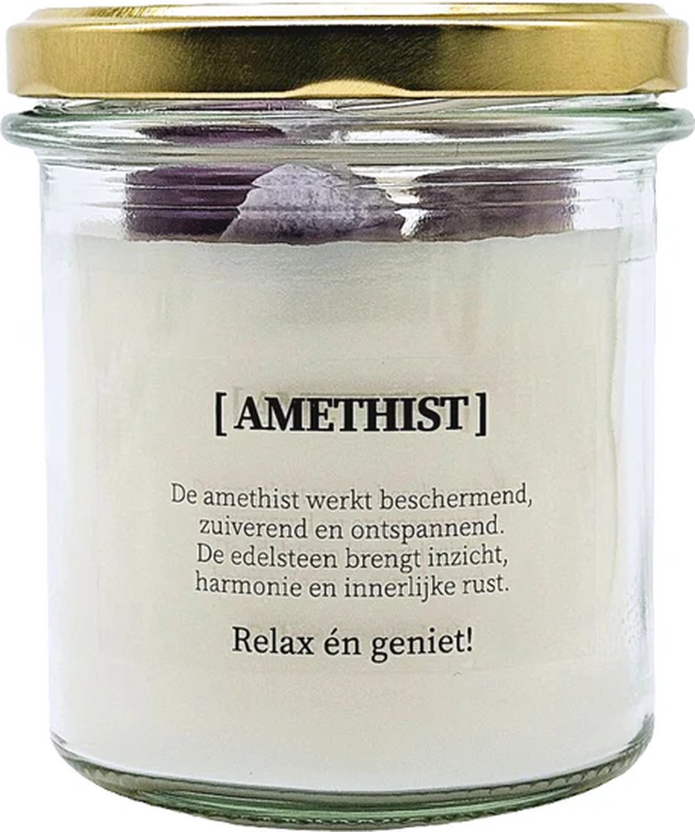 DIY pakket - Kaars met edelsteen en geurdecoratie - Amethist