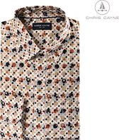 Chemise homme Chris Cayne - chemise à manches longues pour homme - taille XL - couleur blanc cassé, sable, camel et marron foncé - manches longues - design - col boutonné - chemise avec poche poitrine - vêtements pour hommes - mode masculine