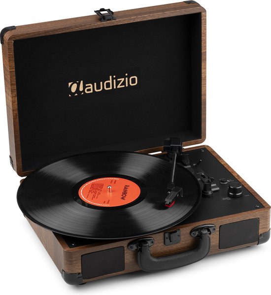 Platenspeler Bluetooth IN/OUT - Audizio RP116W - 2024 model - Retro platenspeler met speakers - Bruin