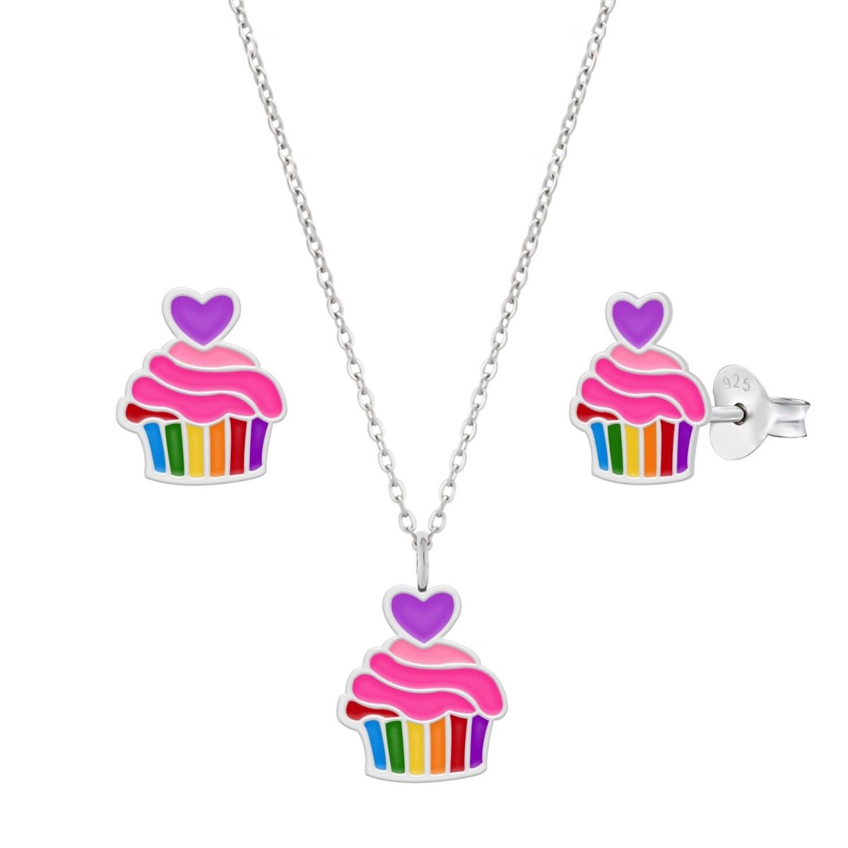 WeLoveSilver - zilveren sieradenset - cupcake ontwerp - meisjes