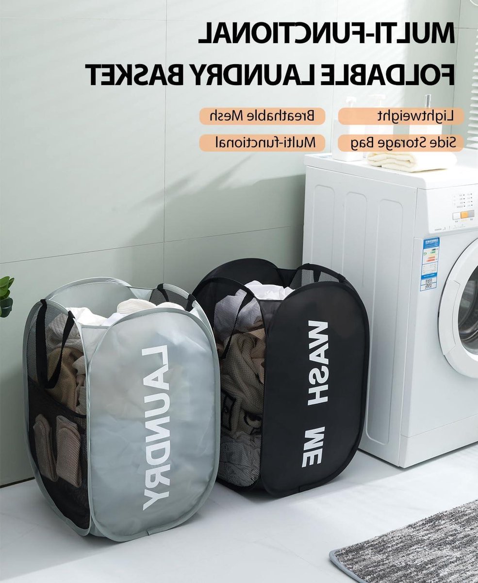 Goedkoopste Wasmand Opvouwbaar Inklapbare Kledingmand - Wasgoed Badkamer Slaapkamer Zwart
