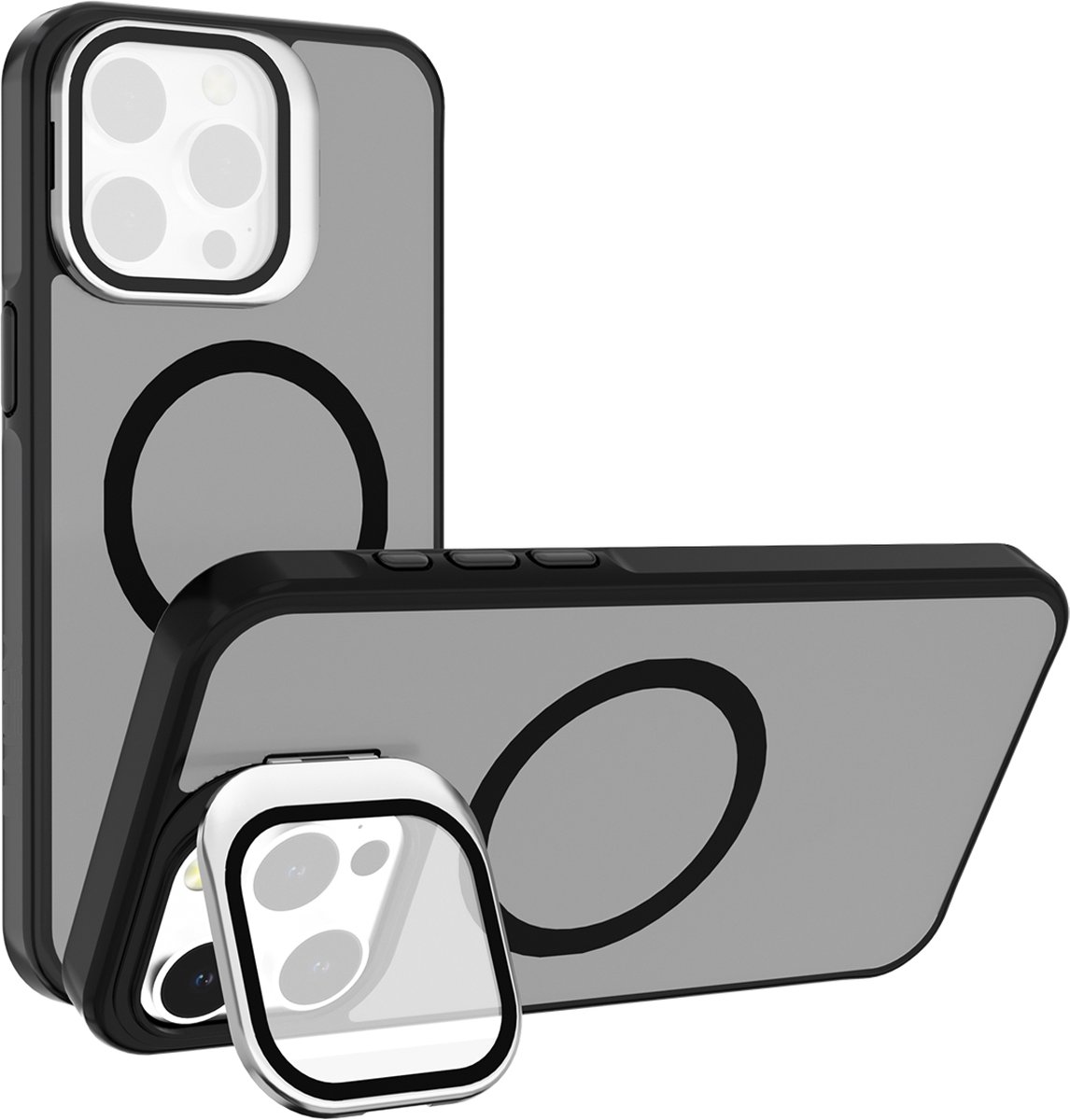 Multimedia & Accessoires Magsafe TPU Back Cover Case Hoesje met cameralens Stand geschikt voor Apple iPhone 16 – Zwart – Zachte Plastic - Siliconen – Harde Plastic – Soft Case – Flexibel