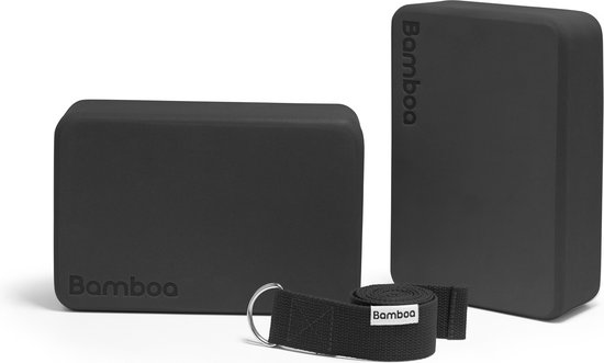 Bamboa Yogablokken Set Zwart + Gratis Yoga Riem - Ronde hoeken - EVA Foam - 2 Yoga Blokken van Bamboa — afbeelding 2