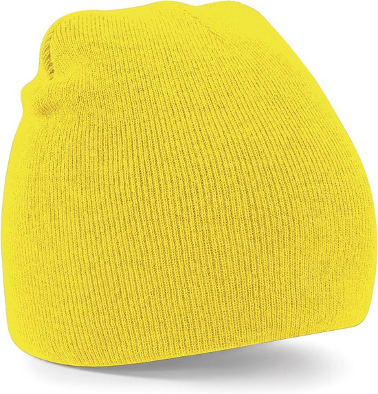 Beechfield pull-on beanie wintermuts - fel geel - volwassenen - 100% polyacryl - damesmuts/wintermuts