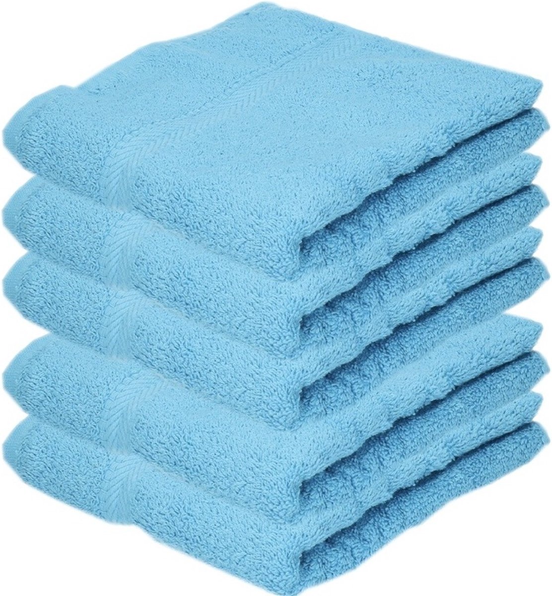 Towelcity Luxe badhanddoek - 5x - turquoise blauw - 50 x 90 cm - 550 grams - Badkamer textiel - Katoen