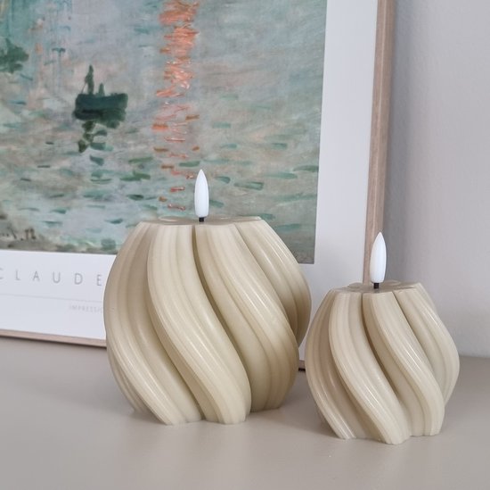 VITAMO Twist Set – led kaarsen – echte wax – beige – 2 stuks