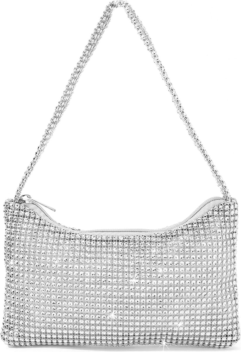 Sparkle Mini Tas / Handtas - Zilver | 22 x 13 cm | Polyester | Fashion Favorite
