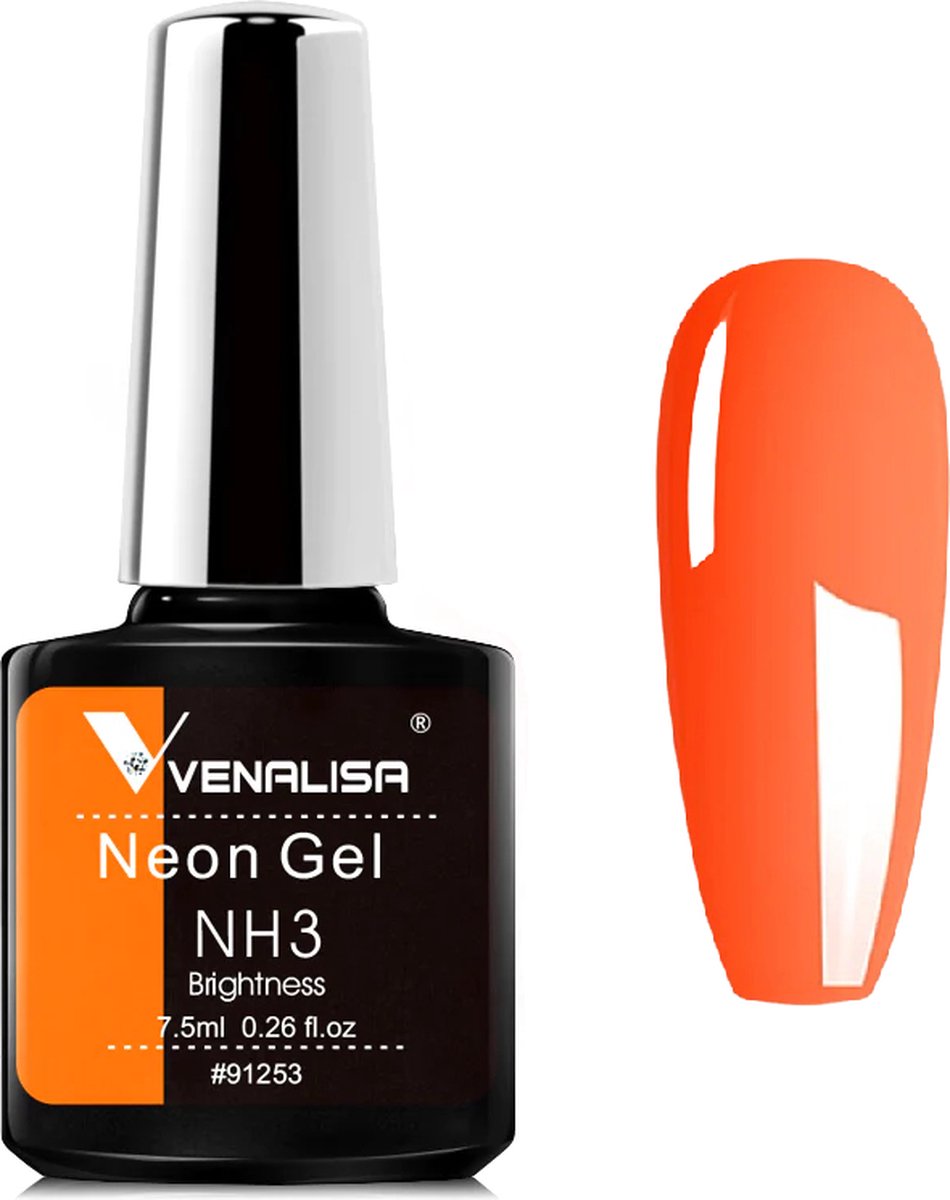 Venalisa UV Gellak Oranje - Neon - 7.5 ml - Gellak Neon - Gellac Neon - Gellak Neon Oranje - Oranje Neon Gellak - Gellak Fluo - Gellak Fluoriserend - Gellak Felle Kleuren - Gellak Kleuren - Venalisa Gellak - Gellak Nagellak