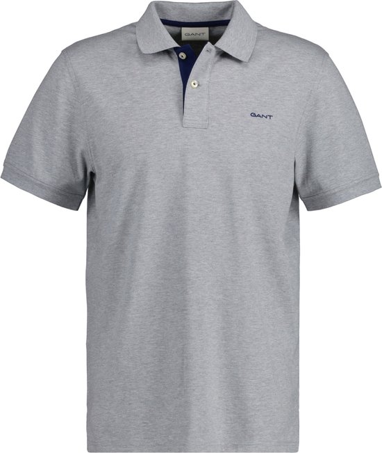 Gant - Heren Polo SS Regular Fit Contrast Pique Rugger Polo - Grijs - Maat XL