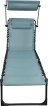 Bol.com SET X 2 ZONNELOUNGE MET PARASOL EN KUSSEN - BLAUWGRIJS aanbieding